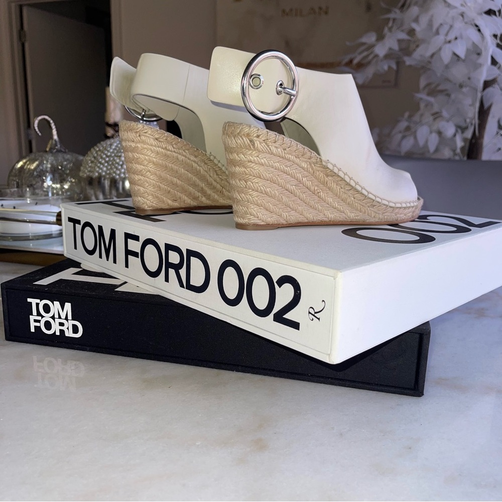 Céline Womens 35 Milk Calfskin Leather Open Toe Espadrille Sandal - Picture 5 of 16